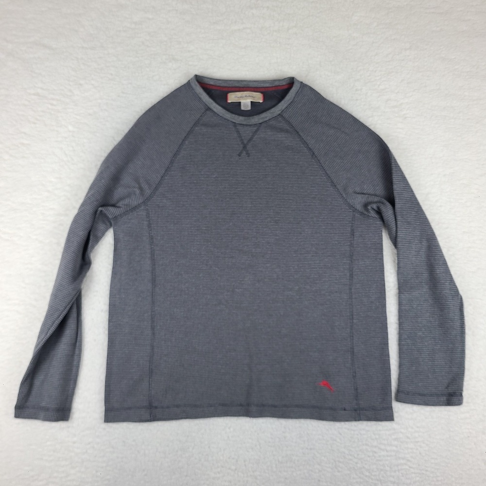 Tommy Bahama Sweatshirt Mens Medium Dark Gray Waffle Knit Crewneck